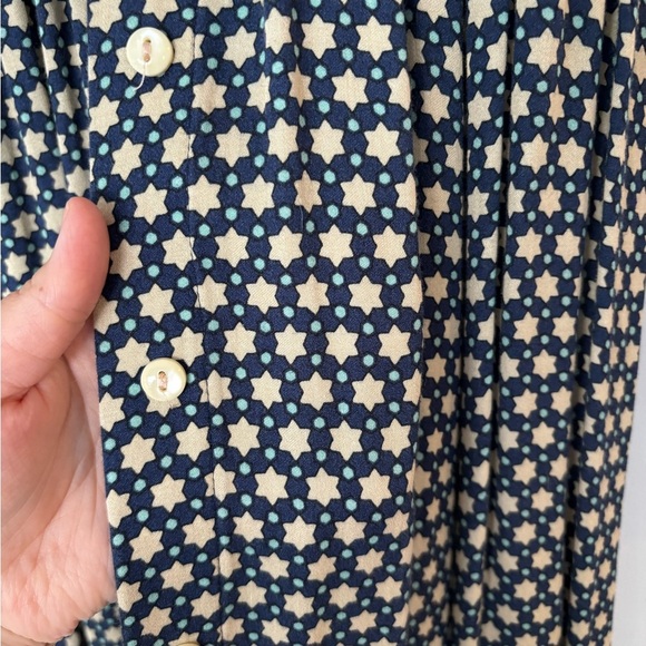 Navy Blue and Cream Patterned Dress - Size S - Picture 3 of 4